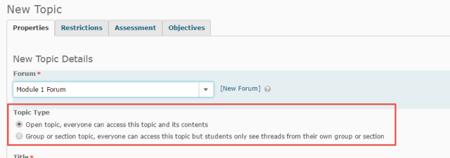 Select the Topic Type (Open or Group)